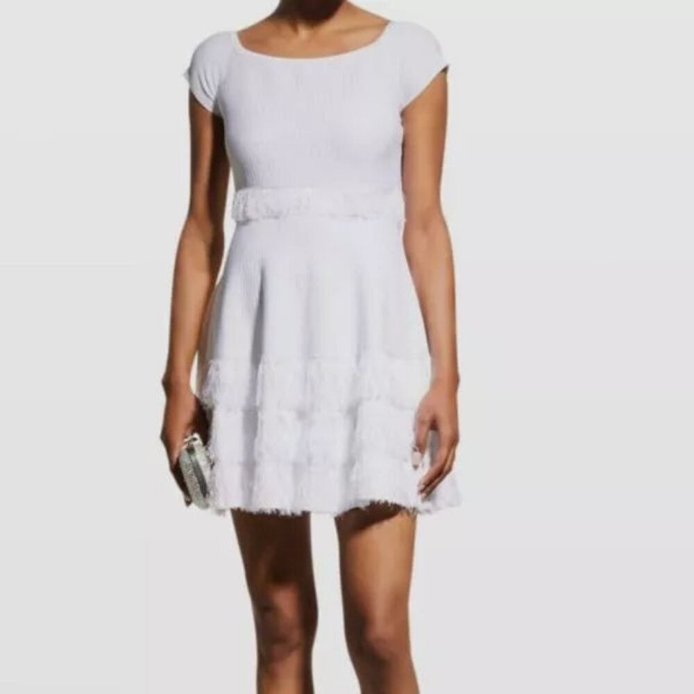 Milly White Fringe Dress